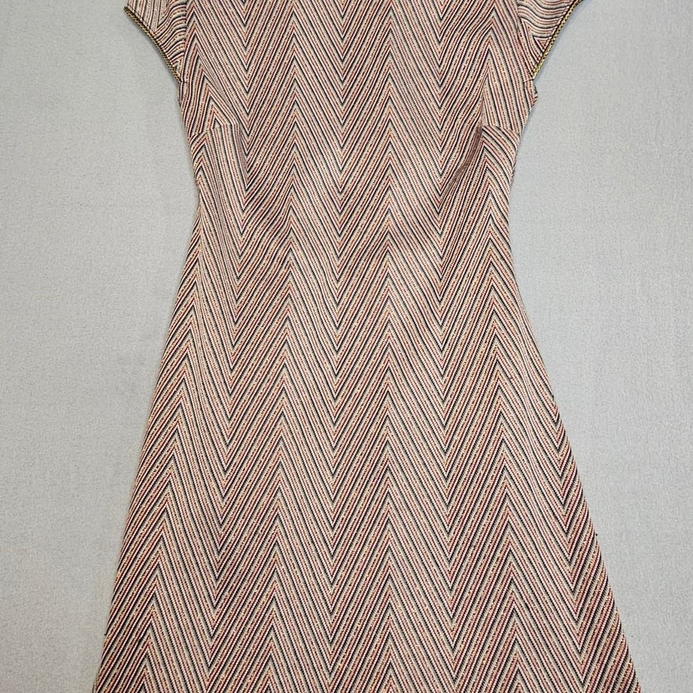 Y2K Teeze Me Multicolored Chevron designed dress, Gold threads Multicolored